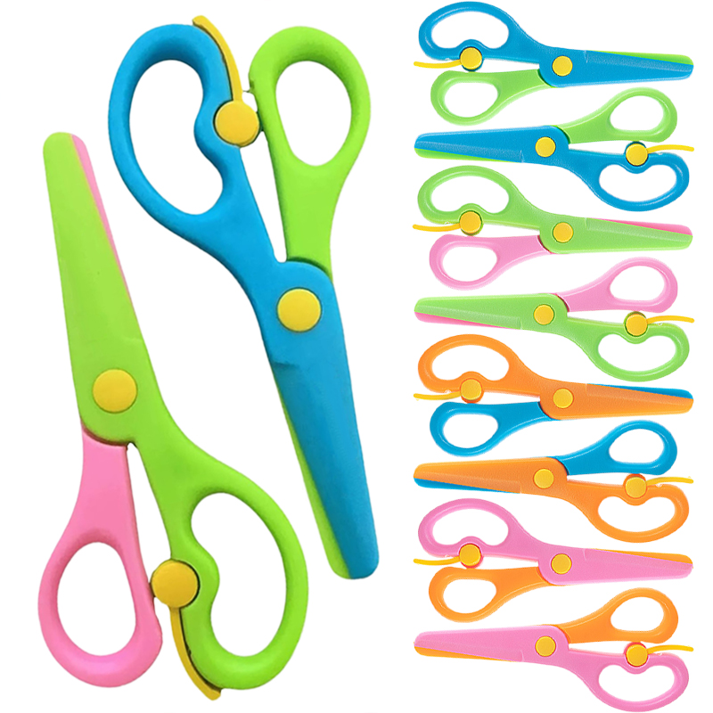 Baby Food Scissors - Plastic Scissors Double Color Splicing Handmade