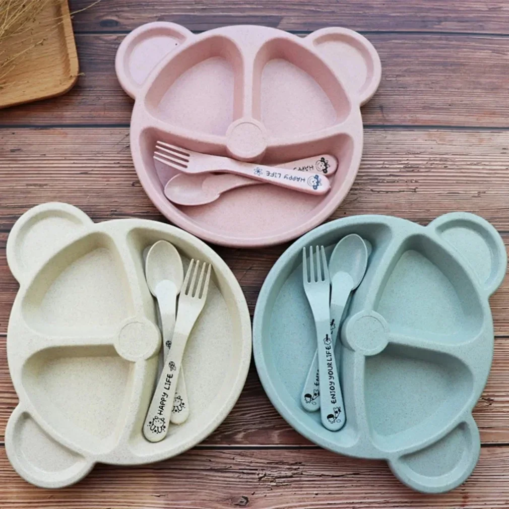 3Pcs/set Wheat Straw Baby Dish - Baby Food Menu 评论和价格